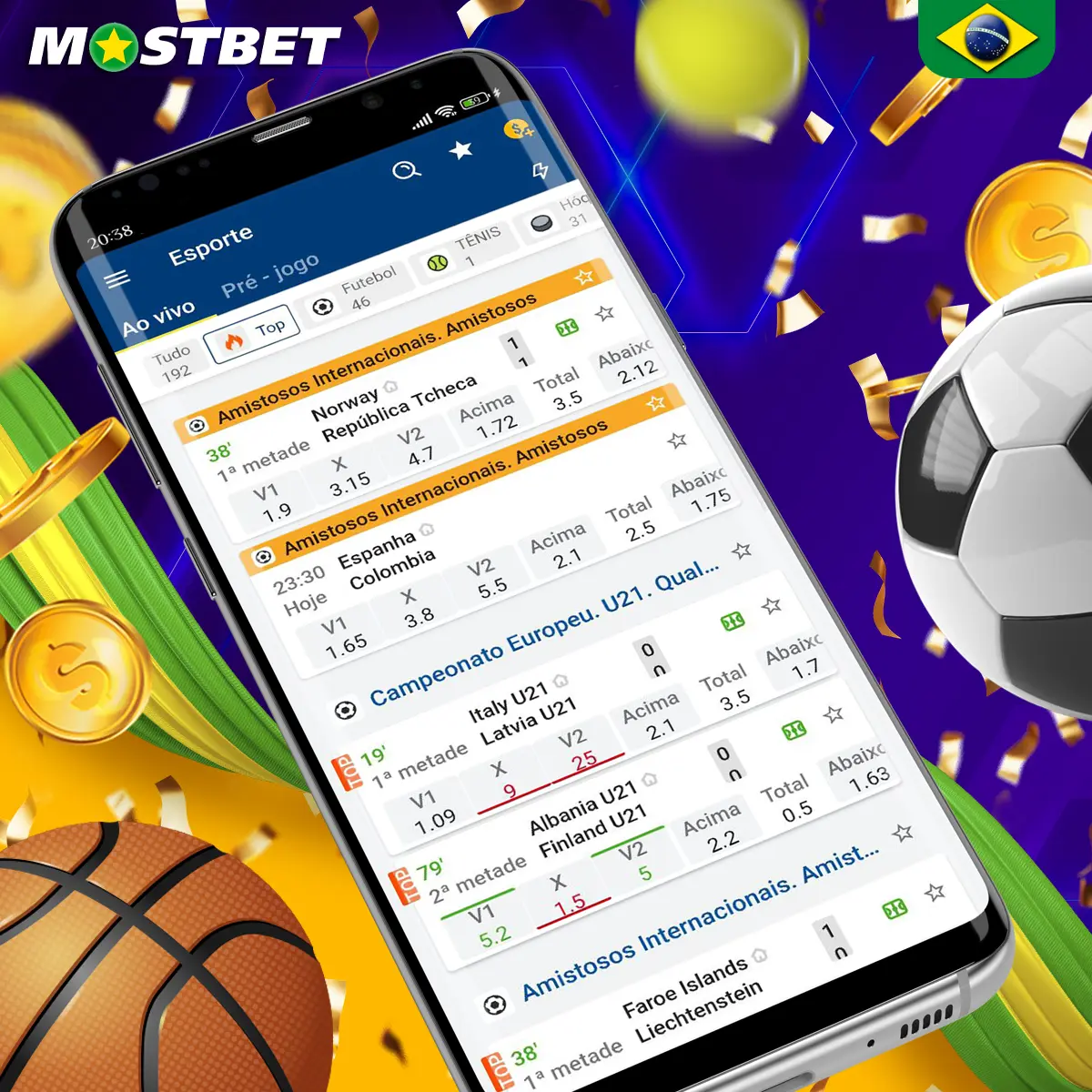 Apostas e transmissão ao vivo na Mostbet