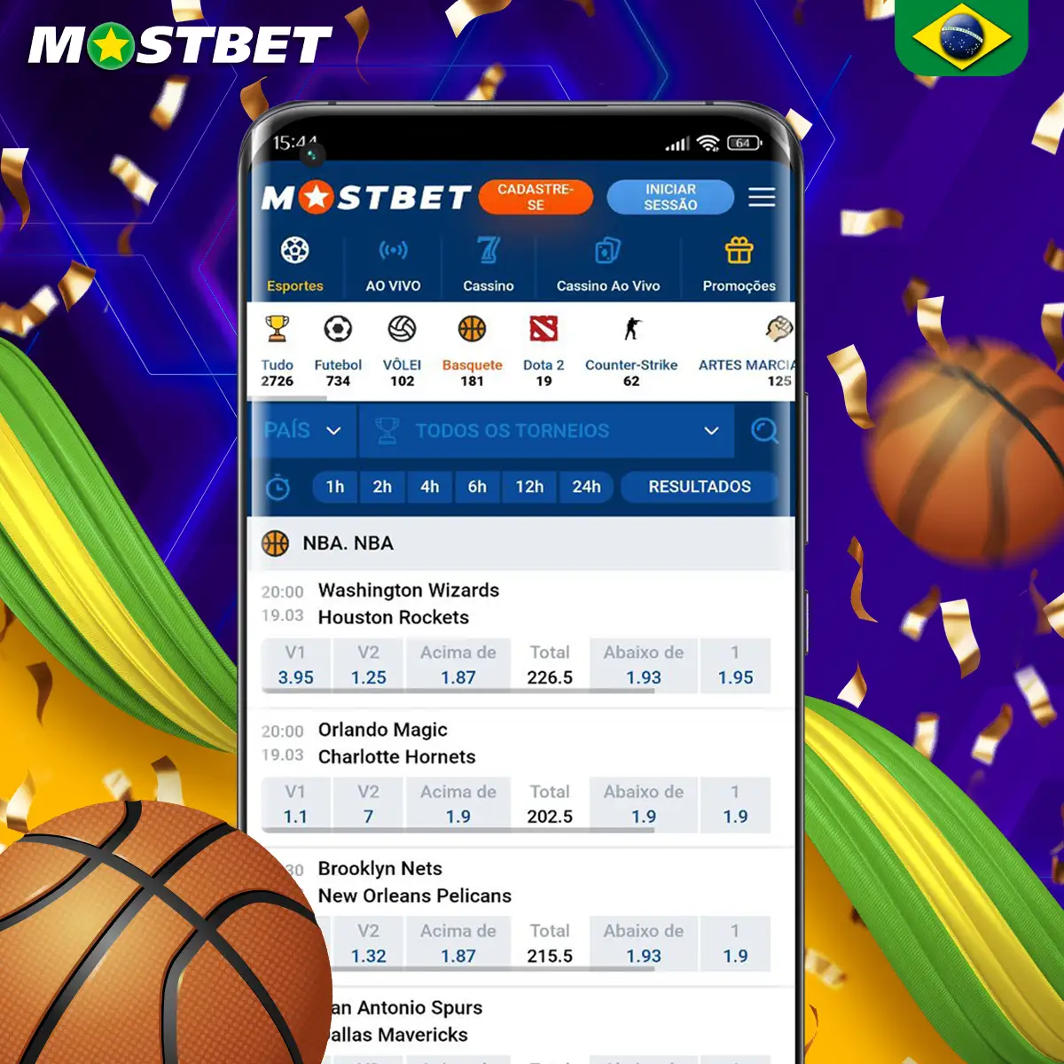 Opções de apostas em basquete eletrônicos na plataforma Mostbet.