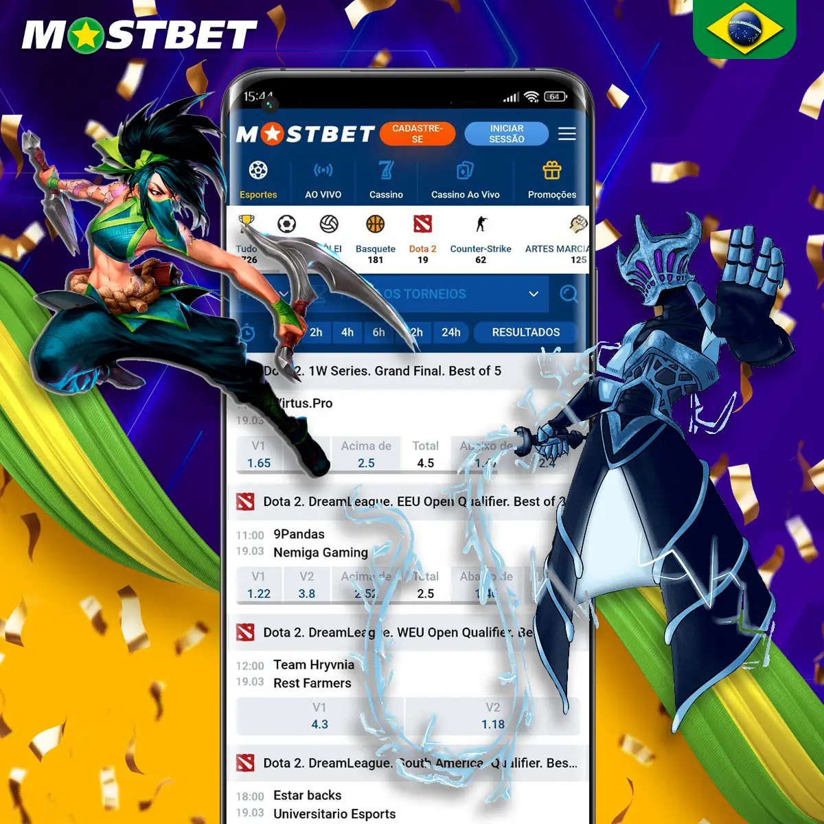 Opções de apostas em e-Sportes eletrônicos na plataforma Mostbet.
