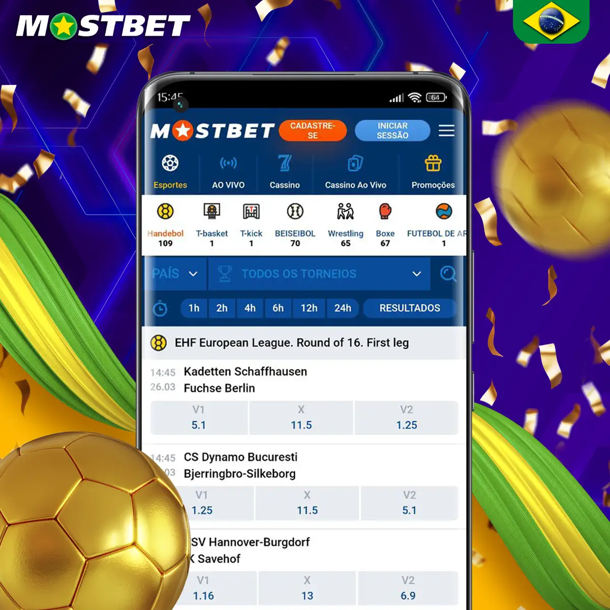 Opções de apostas em handebol eletrônicos na plataforma Mostbet.