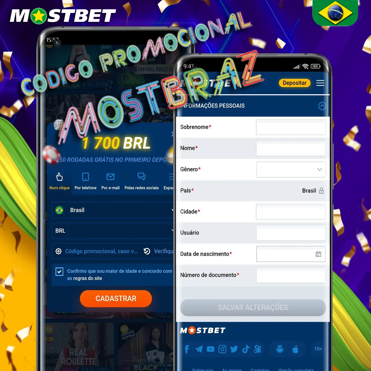 Etapas para se registrar no aplicativo Mostbet.