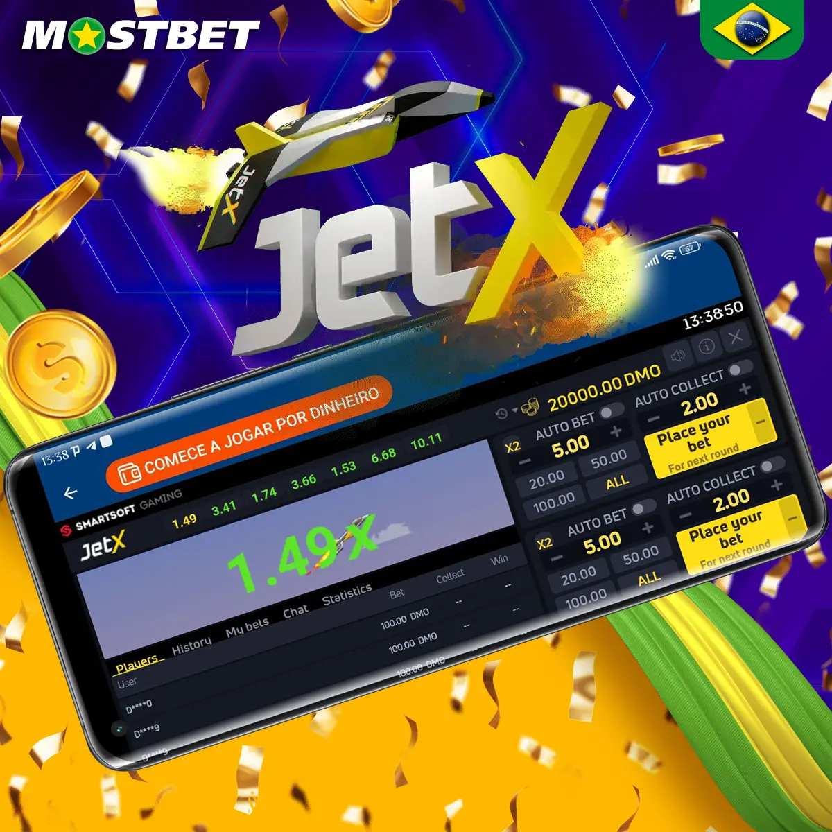 Jetx no aplicativo Mostbet