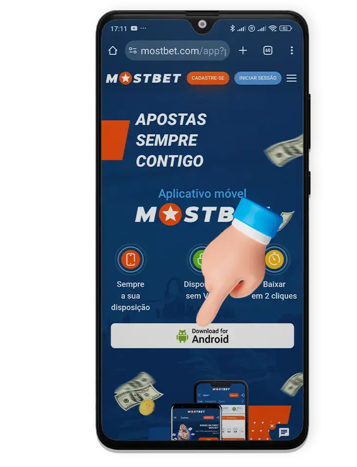 Passo 2 para instalar o aplicativo Mostbet no Android.