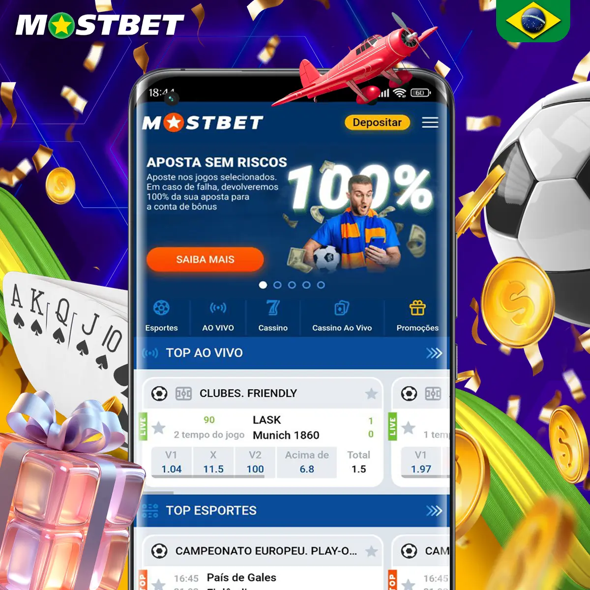 A versão móvel da plataforma Mostbet.