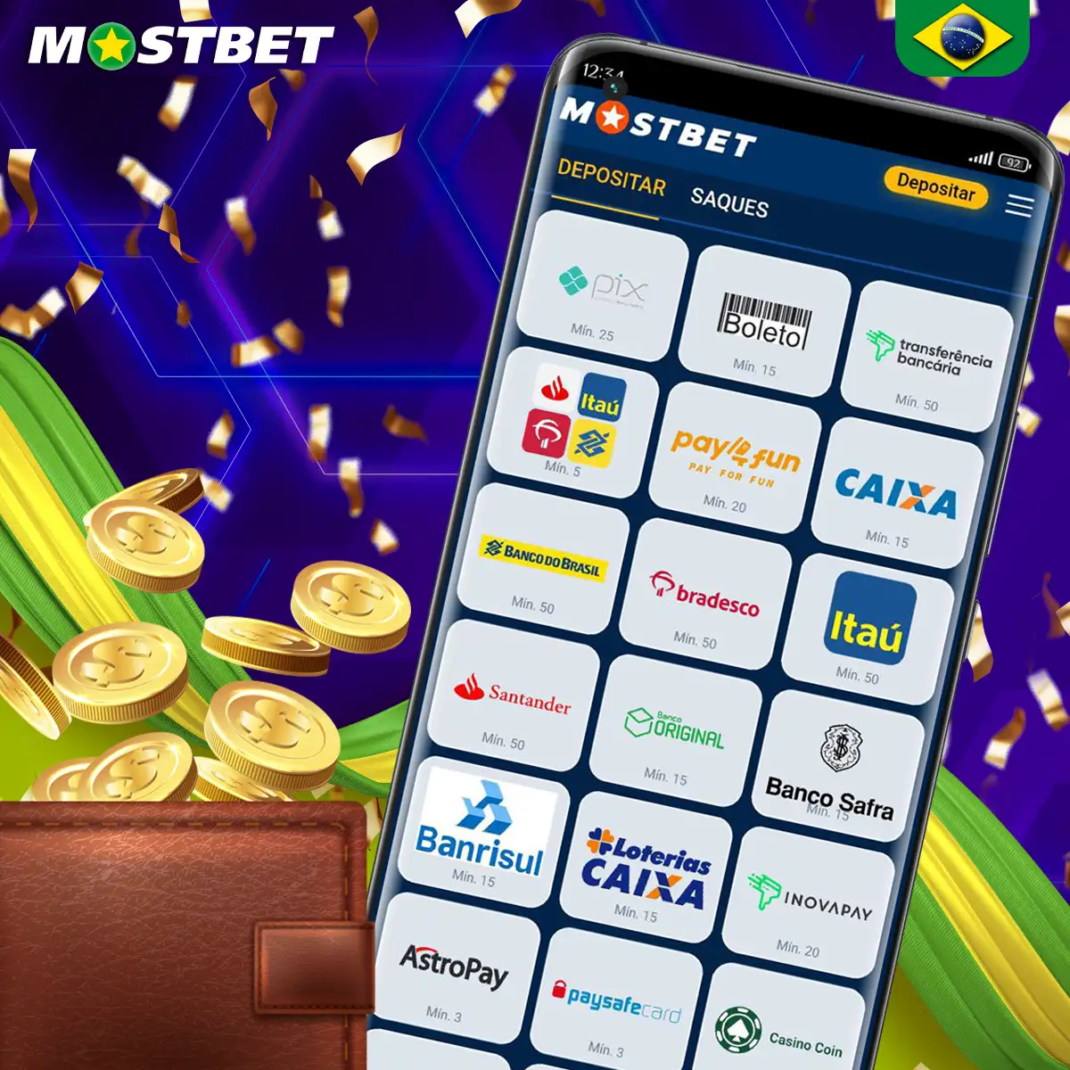 Familiarize-se com os métodos de depósito e saque disponíveis na Mostbet