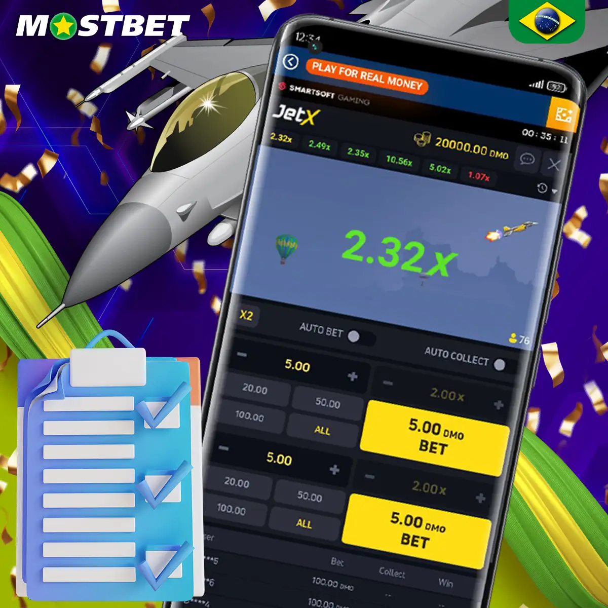 Detalhes do jogo de queda do Mostbet JetX