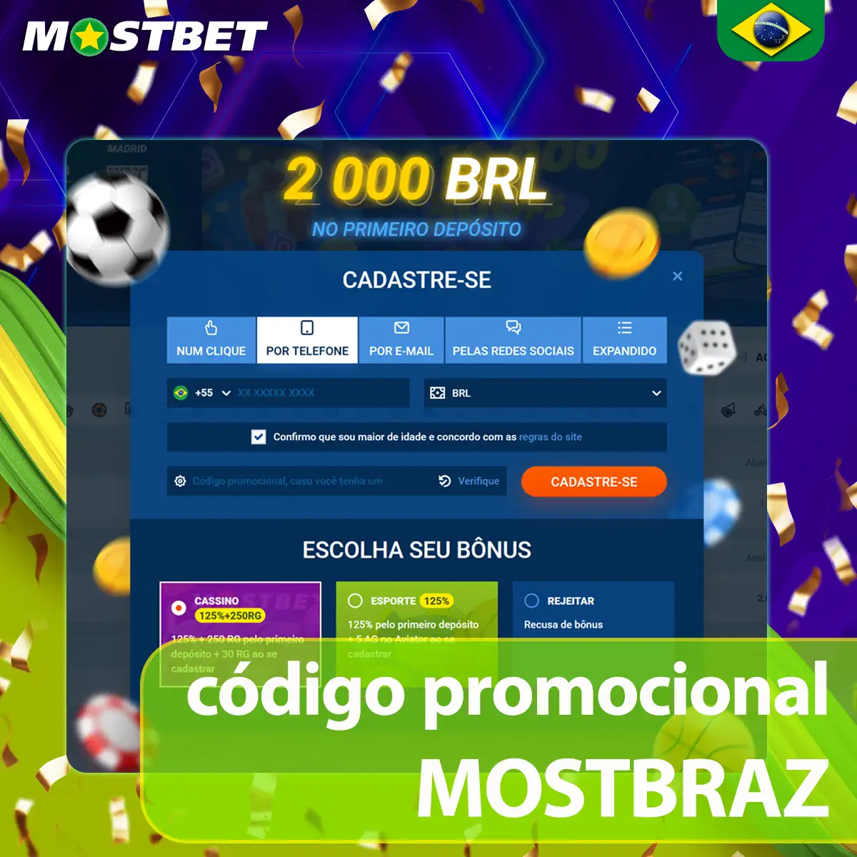 Pacote de boas-vindas da Mostbet para a JetX no Brasil.